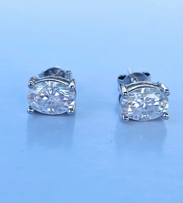 Oval 2 Carat GRA Certified Moissanite Earrings