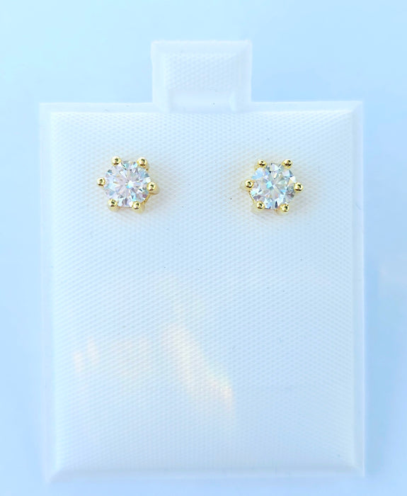 1 Carat Round Cut Moissanite Earrings