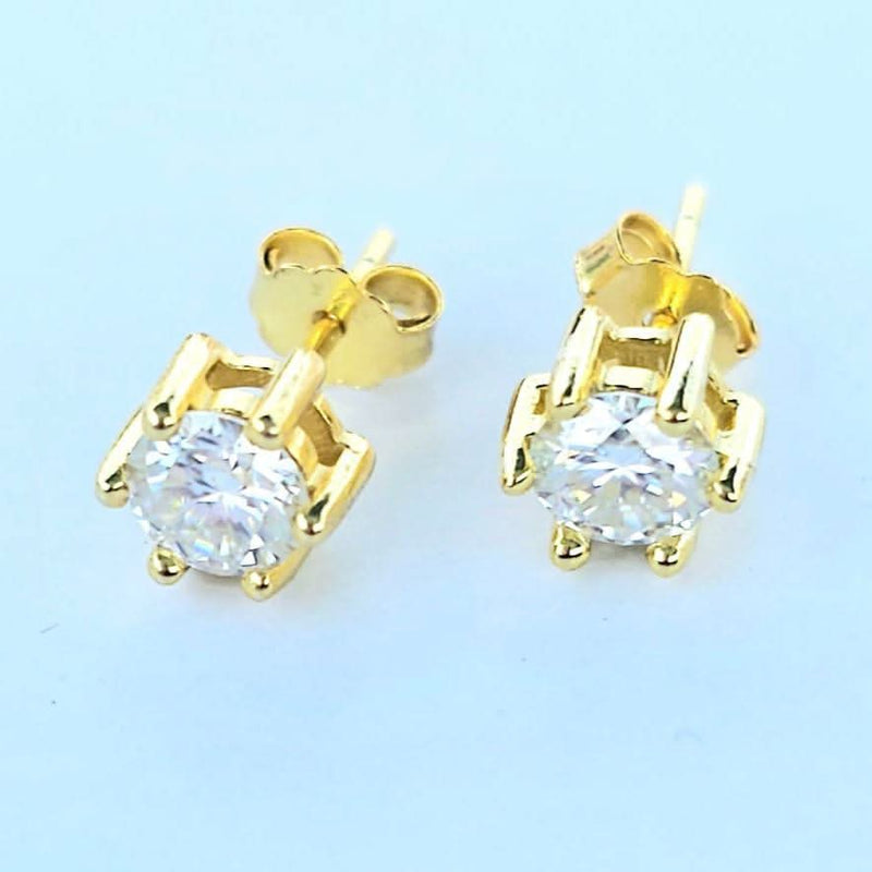 Round Cut Moissanite-Mossinate Earring-Sairahaz Jewelers