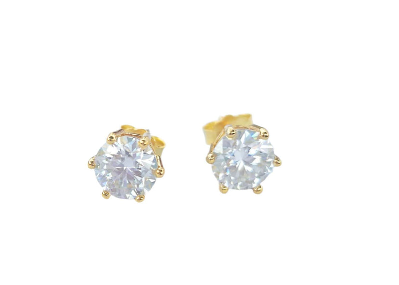 2 Carat Round cut Moissanite Earrings-Earring-Sairahaz Jewelers