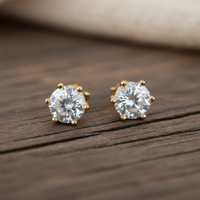 2 Carat Round Cut Moissanite Stud Earrings  GRA Certified 925 Sterling Silver - view 1