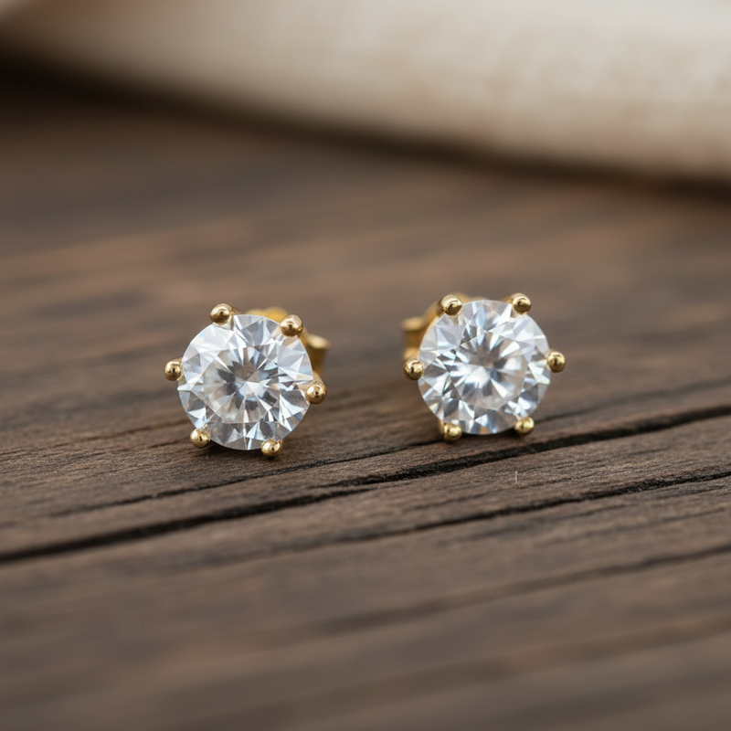 2 Carat Round Cut Moissanite Stud Earrings  GRA Certified 925 Sterling Silver - view 1