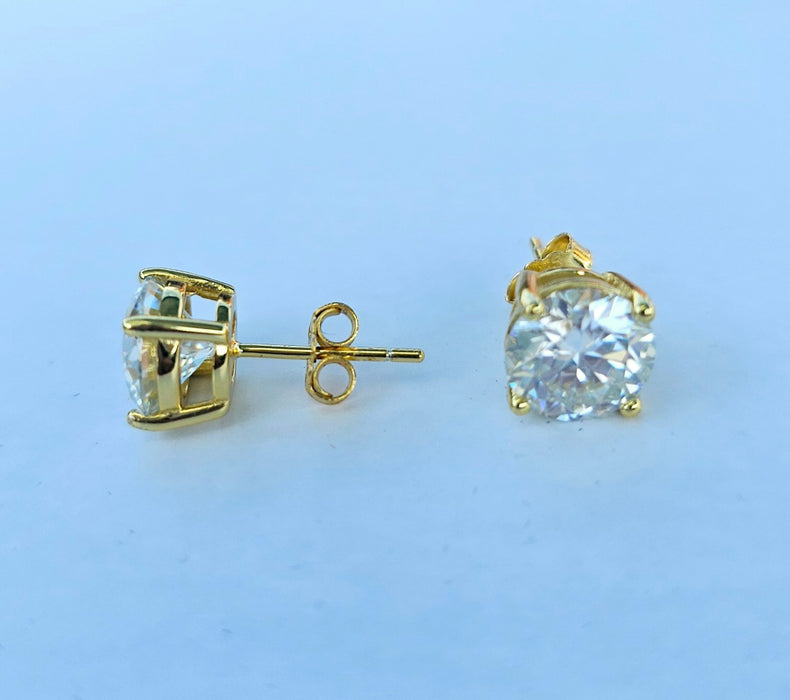 4 Carat Round cut Moissanite Earrings