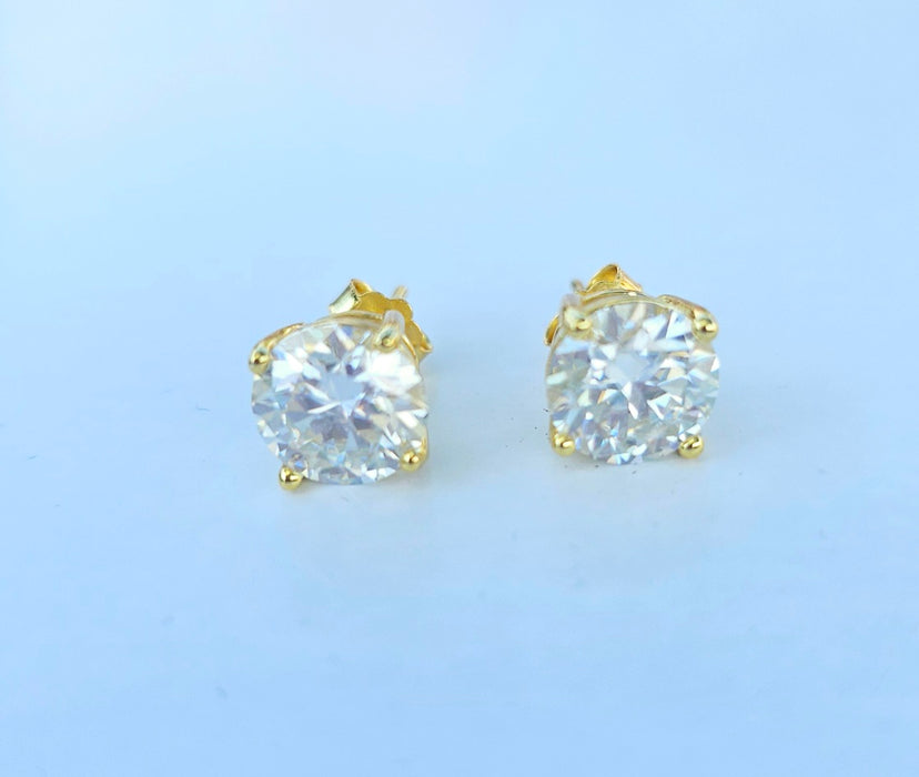 4 Carat Round cut Moissanite Earrings