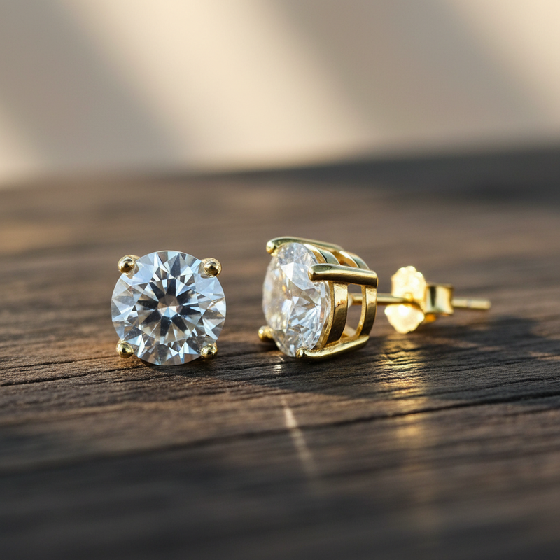 4 Carat Round Cut Moissanite Stud Earrings  GRA Certified 925 Sterling Silver - view 1