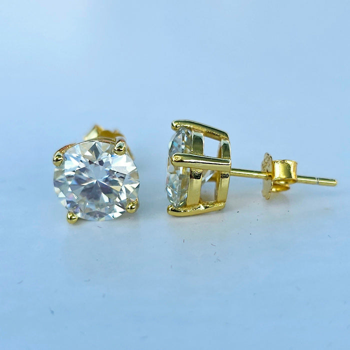 4 Carat Round cut Moissanite Earrings