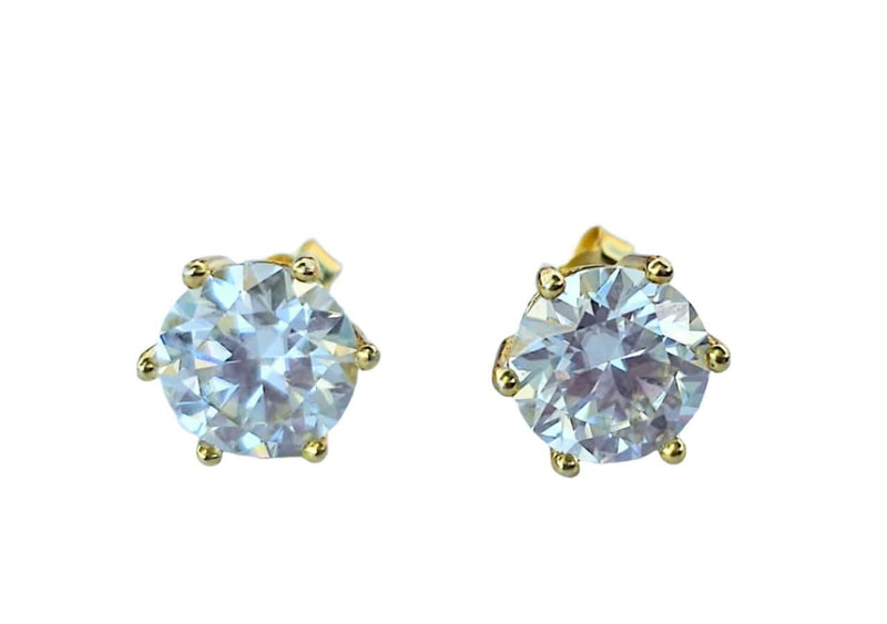 Moissanite Stud Round Earrings-Earring-Sairahaz Jewelers