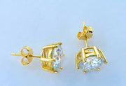 Moissanite Stud Round Earrings-Earring-Sairahaz Jewelers