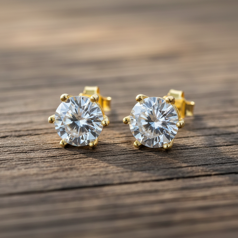 4 Ct Moissanite Stud Earrings - 14K White Gold | Brilliant Sparkle