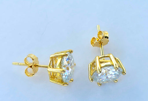 Moissanite Stud Round Earrings-Earring-Sairahaz Jewelers