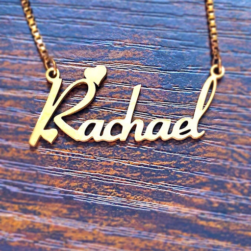 Heart Personalized Name Necklace on wood