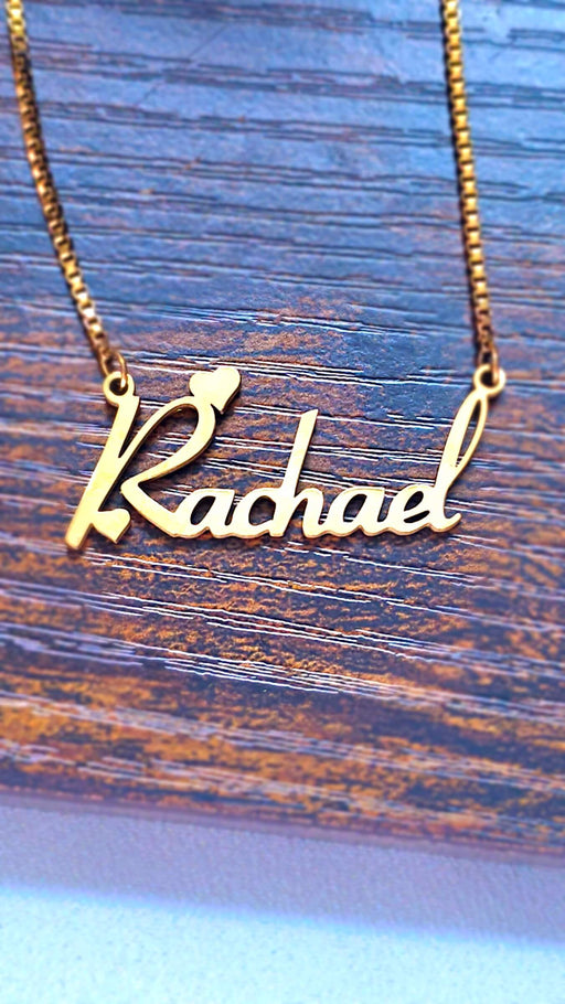 Heart Personalized Name Necklace on wood