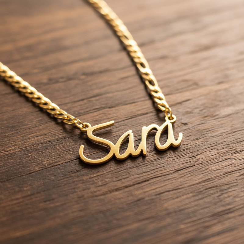 Figaro Cursive Name Necklace