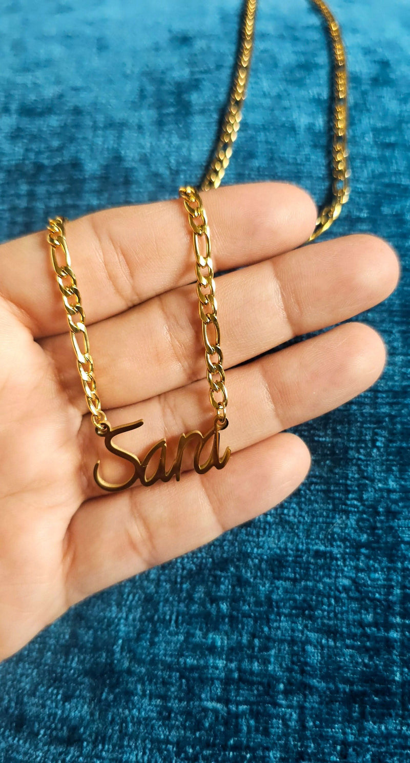 Figaro Cursive Name Necklace-Custom Name Necklace-Sairahaz Jewelers
