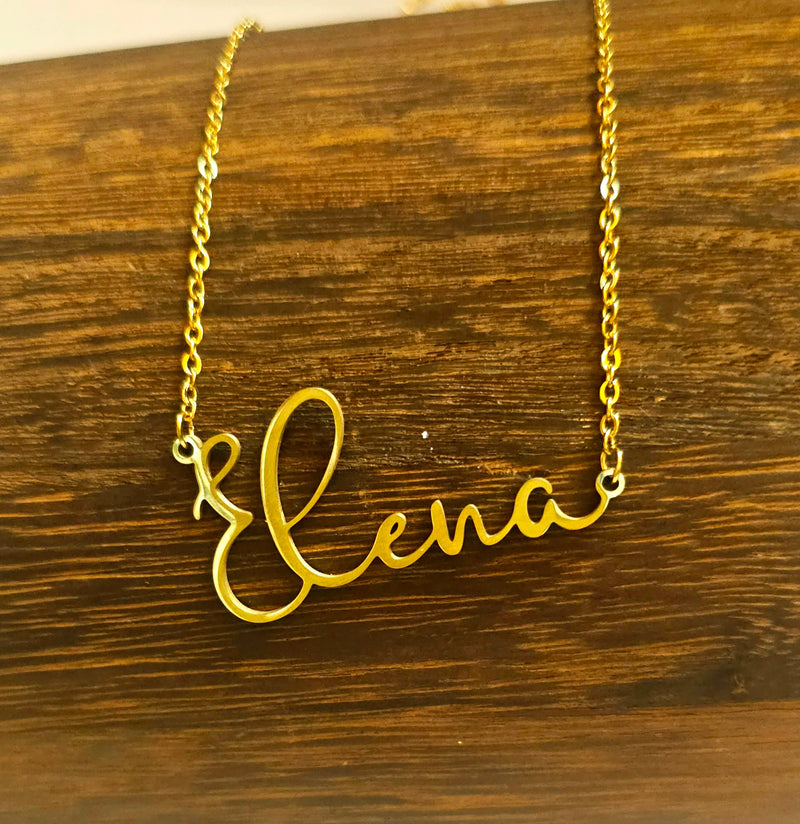 Cursive Name Necklace | 18k Gold Plated Nameplate Necklace Gift for Her
