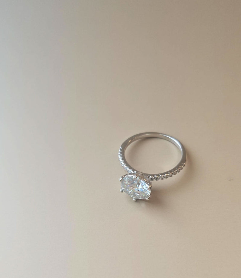 Round Moissanite Engagement Ring-Rings-Sairahaz Jewelers