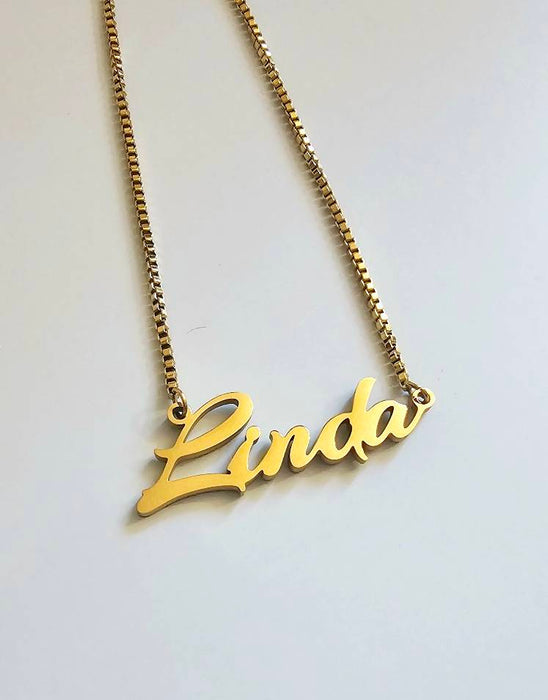 Curved Script Custom Name Necklace-Custom Necklace-Sairahaz Jewelers