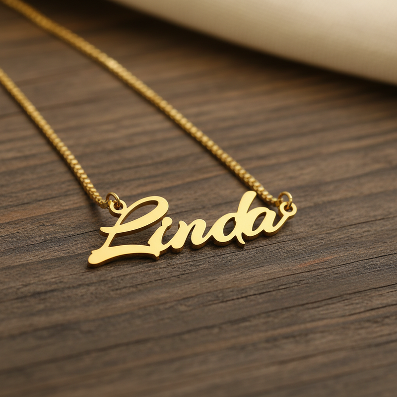 Curved Script Custom Name Necklace