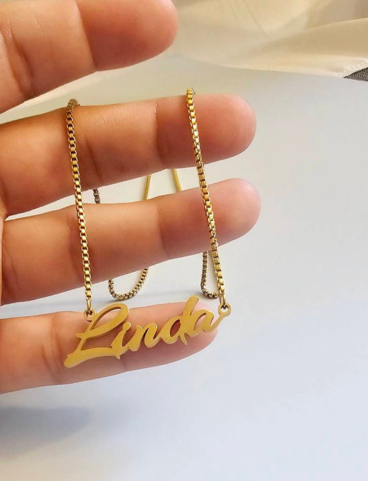 Curved Script Custom Name Necklace-Custom Necklace-Sairahaz Jewelers