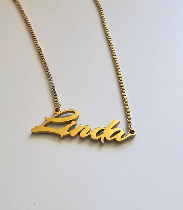 Curved Script Custom Name Necklace-Custom Necklace-Sairahaz Jewelers