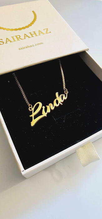 Curved Script Custom Name Necklace-Custom Necklace-Sairahaz Jewelers