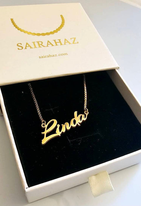 Curved Script Custom Name Necklace-Custom Necklace-Sairahaz Jewelers