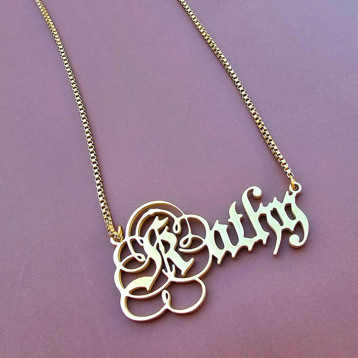 Parchment English Style Name Necklace-Cursive Custom Name Necklace-Sairahaz Jewelers