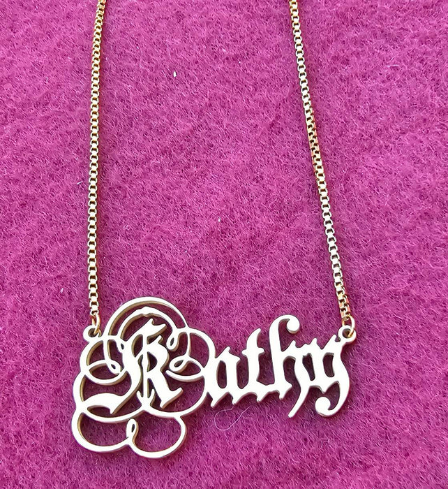 Parchment English Style Name Necklace-Cursive Custom Name Necklace-Sairahaz Jewelers