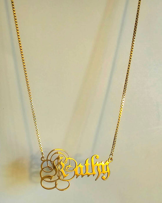 Parchment English Style Name Necklace-Cursive Custom Name Necklace-Sairahaz Jewelers