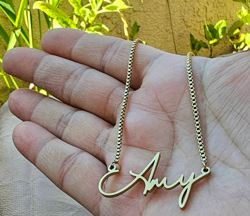 Thin Font Name Necklace-Cursive Custom Name Necklace-Sairahaz Jewelers