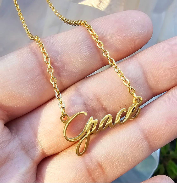 Stylish Scripture Name Necklace-Cursive Custom Name Necklace-Sairahaz Jewelers