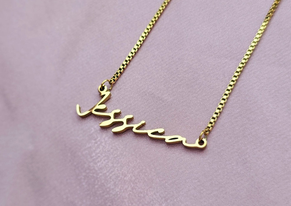 Tiny Minimalist Custom Name Necklace-Cursive Custom Name Necklace-Sairahaz Jewelers