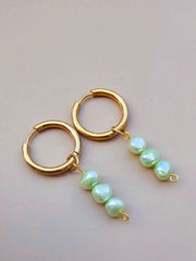 Green Cultured Pearl Earrings - Genuine Pearl Earrings-Pearl Earrings-Sairahaz Jewelers