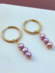 Genuine Real Pearl Earrings - Purple Pearl Earrings-Pearl Earrings-Sairahaz Jewelers