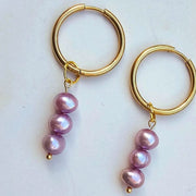 Genuine Real Pearl Earrings - Purple Pearl Earrings-Pearl Earrings-Sairahaz Jewelers
