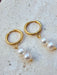 Akoya Pearl Hoop Earrings with Dangling-Pearl Earrings-Sairahaz Jewelers