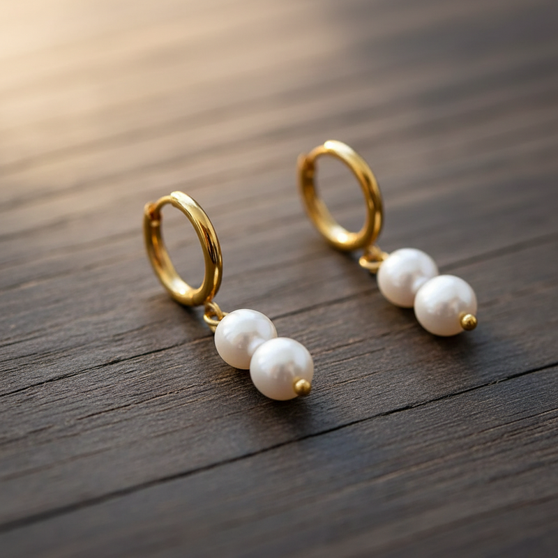 Akoya Twin-Pearl Dangle Hoop Earrings