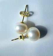 14K Gold Pearl Stud Earrings-Earring-Sairahaz Jewelers