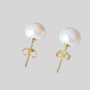 14K Gold Pearl Stud Earrings, from top, white pearl earrings