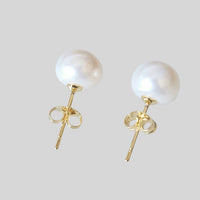 14K Gold Pearl Stud Earrings, from top, white pearl earrings