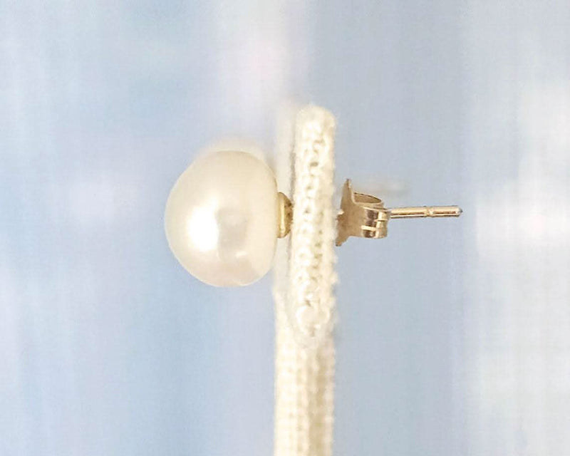 14K Gold Pearl Stud Earrings-Earring-Sairahaz Jewelers