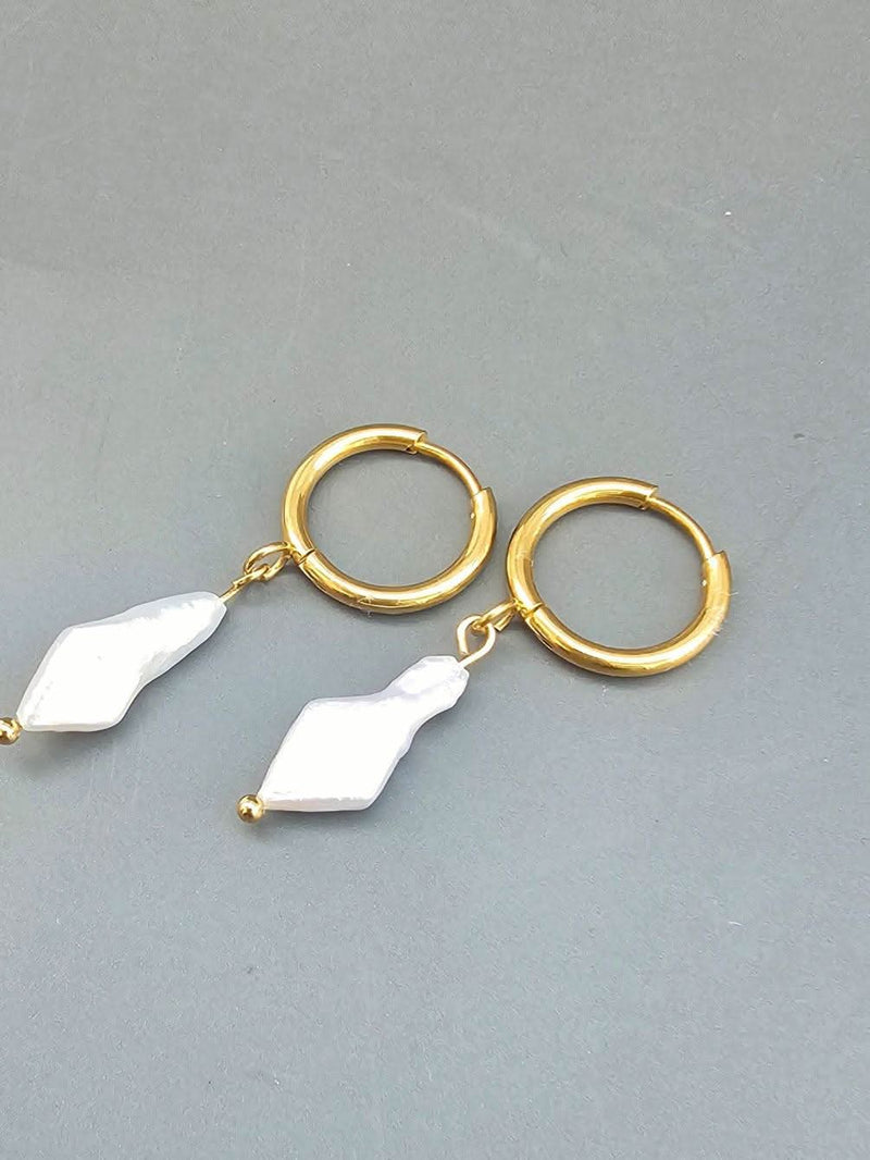 Diamond Shape Pearl Earring-Pearl Earrings-Sairahaz Jewelers