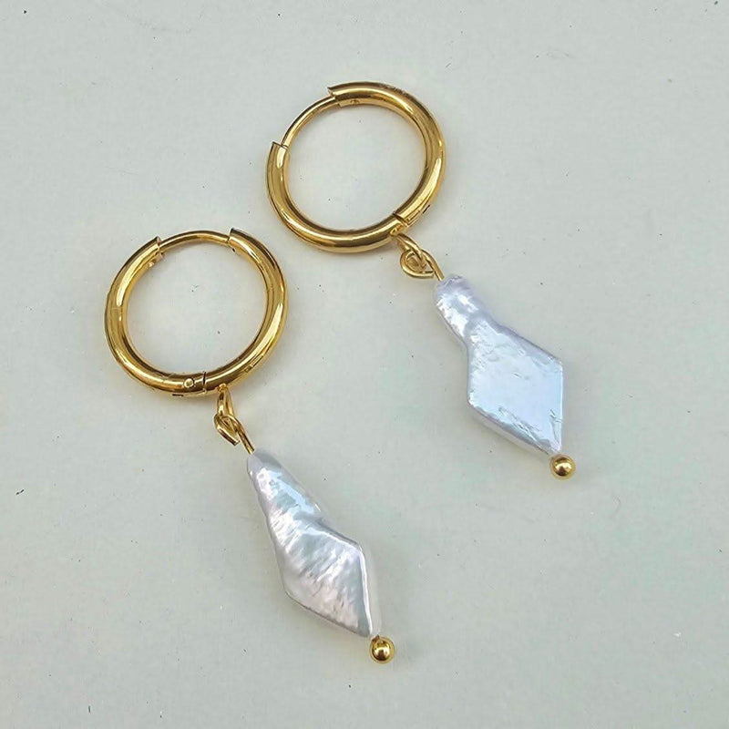 Diamond Shape Pearl Earring-Pearl Earrings-Sairahaz Jewelers