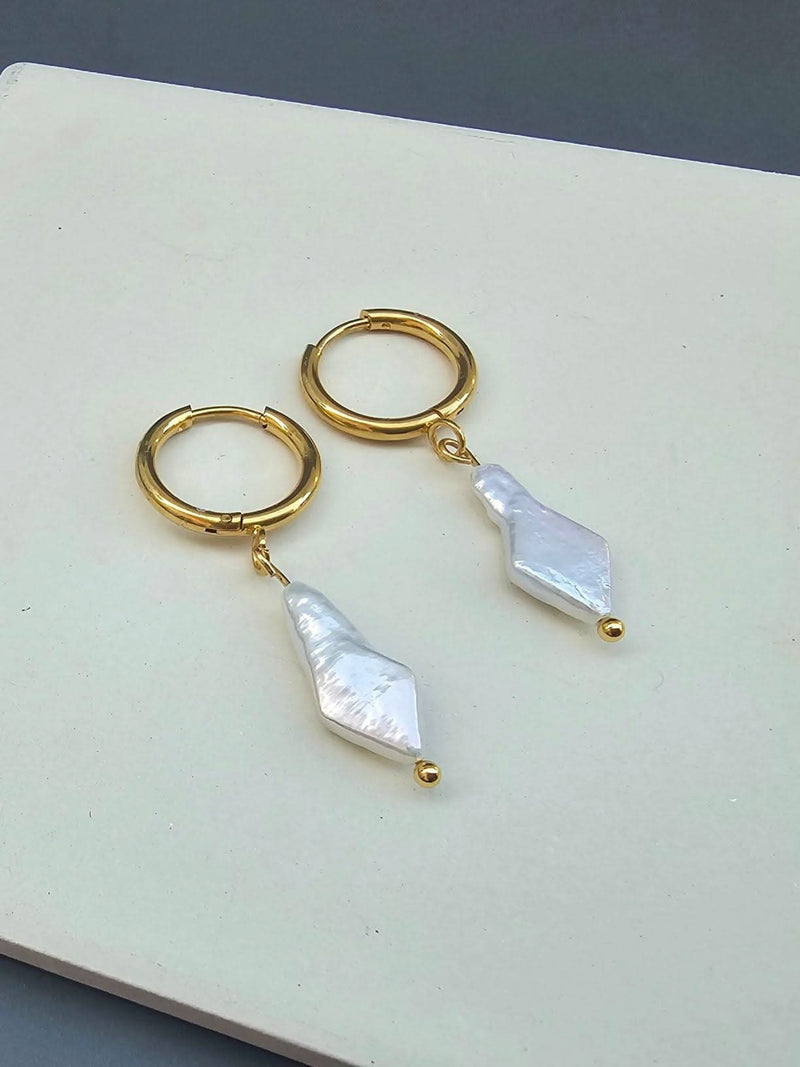 Diamond Shape Pearl Earring-Pearl Earrings-Sairahaz Jewelers