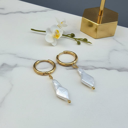 Diamond Shape Pearl Earring-Pearl Earrings-Sairahaz Jewelers