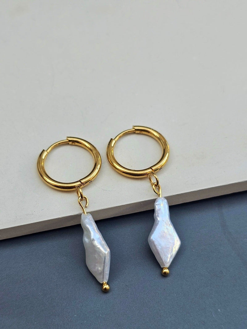 Diamond Shape Pearl Earring-Pearl Earrings-Sairahaz Jewelers