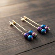 18K Gold Over Long Bar Hematite Earrings - view 1