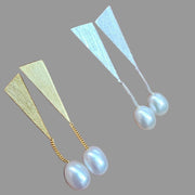 Sterling Pearl Drop Earrings-Pearl Earrings-Sairahaz Jewelers
