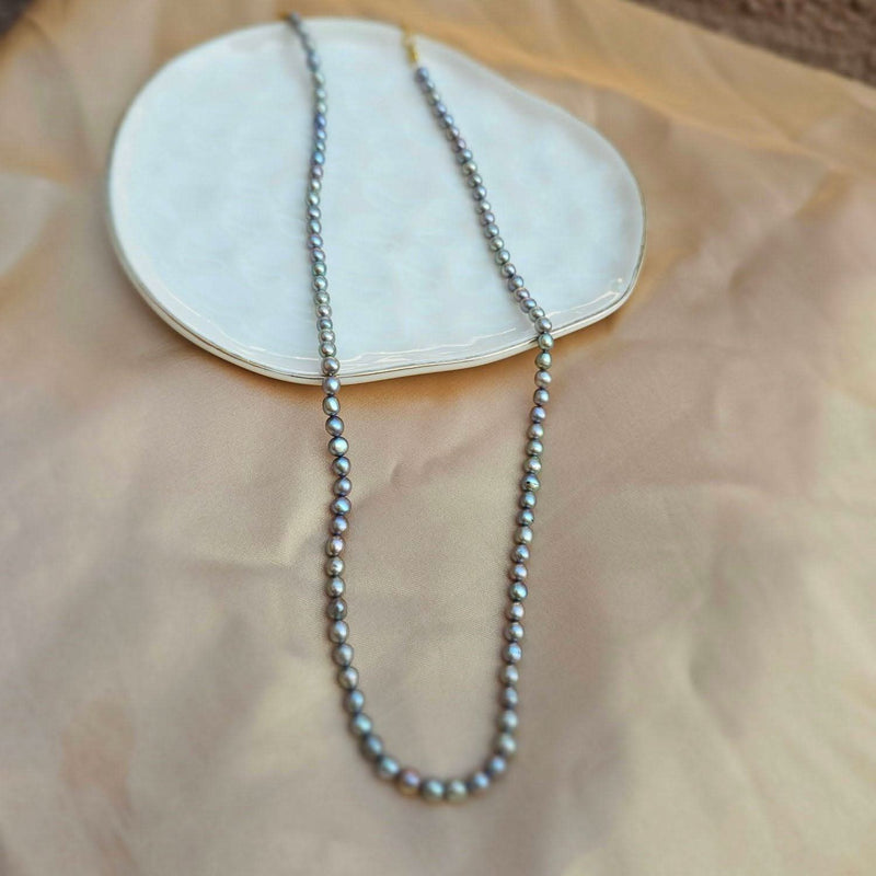 Pearl Gray Beaded Choker Necklace-Pearl Jewelry-Sairahaz Jewelers