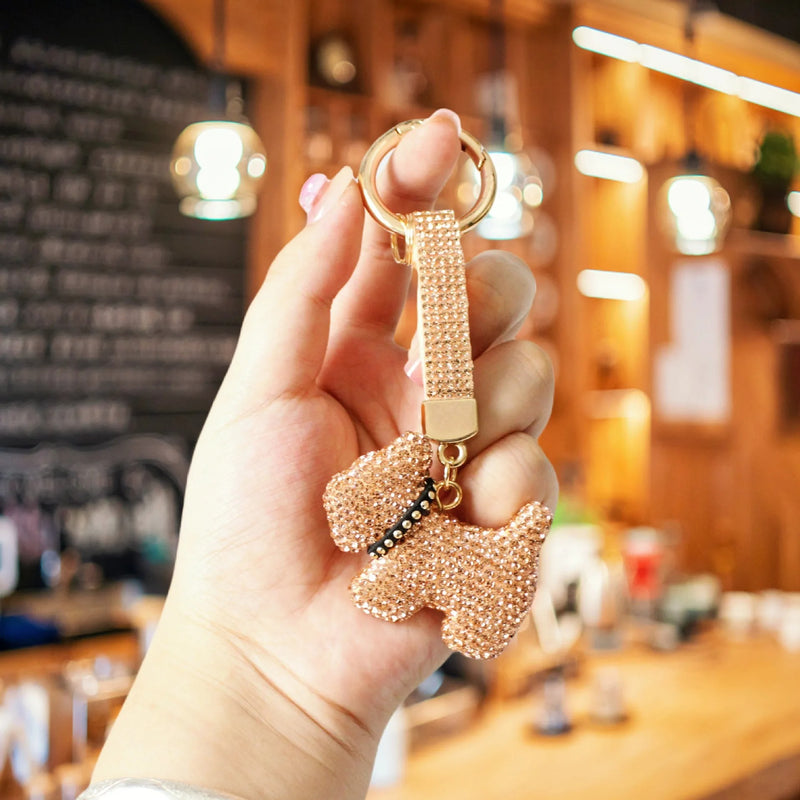 Crystal Rhinestone French Bulldog Keychain